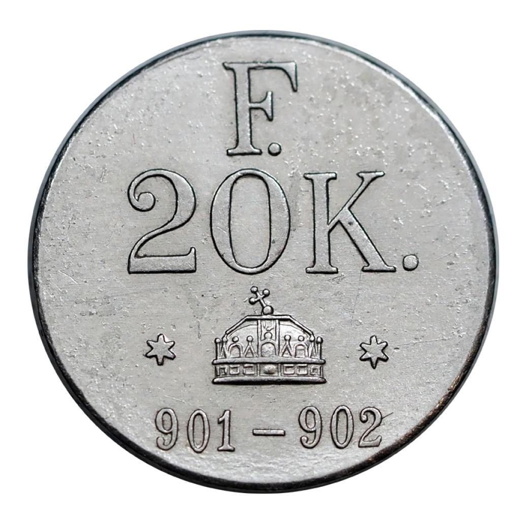 Ferenc József 1848-1916 20 koronás ellenőrző súly vastag veret R!