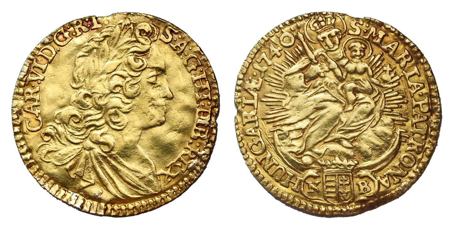 III.Károly 1711-1740 1/2 dukát 1740 NB RRR!